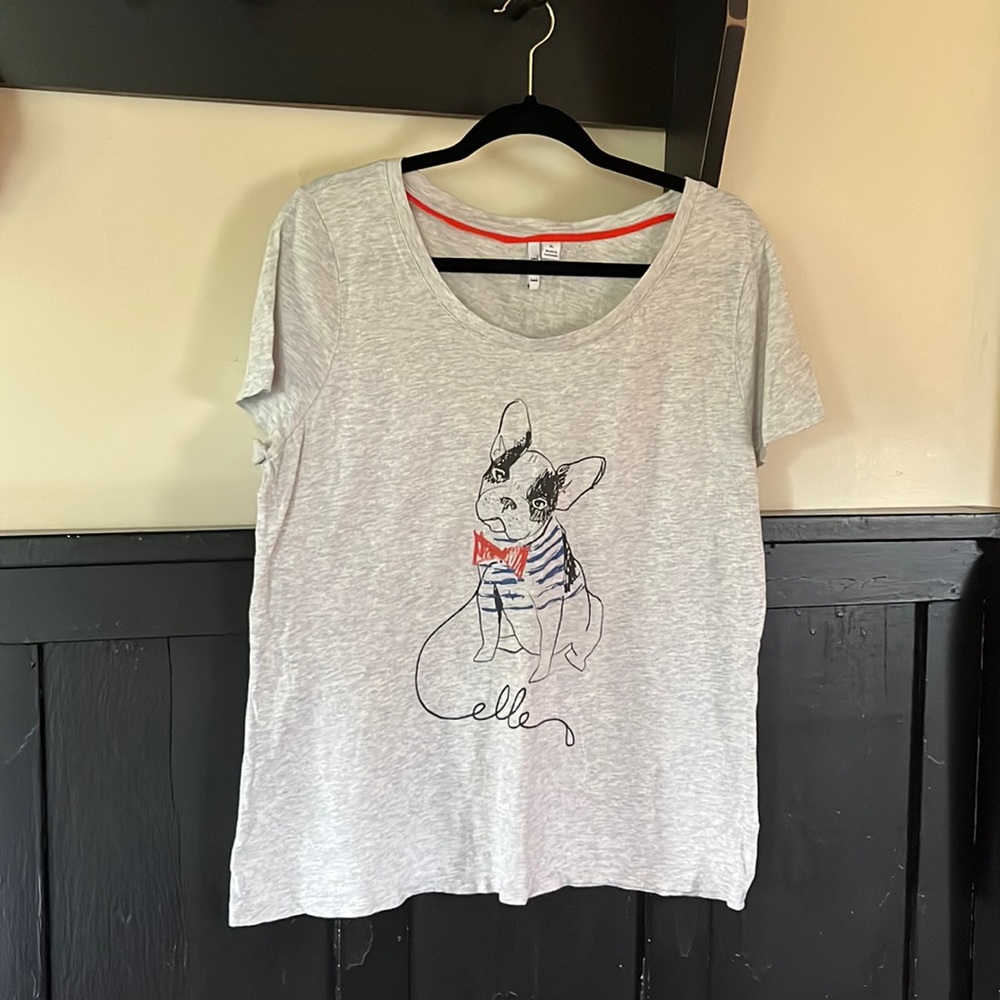 Elle XL French bulldog short sleeve tshirt grey